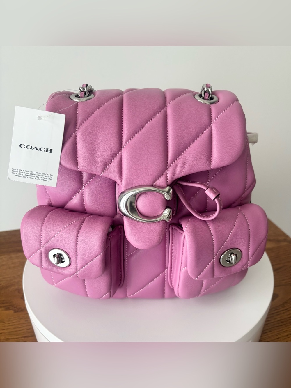 COACH TABBY BACKPACK PILLOW QUILTING in FUCHSIA NWT with Dustbag
